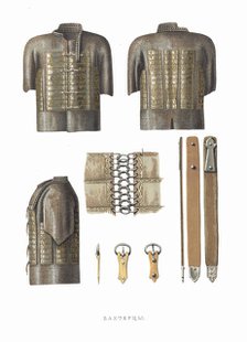 Mail and plate armour. From the Antiquities of the Russian State, 1849-1853. Creator: Solntsev, Fyodor Grigoryevich (1801-1892).