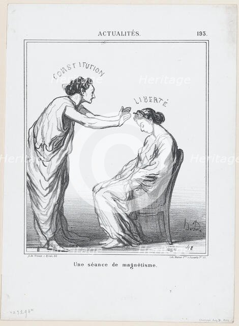 Une séance de magnétisme, 1869. Creator: Honore Daumier.