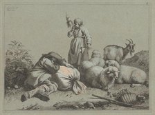 Sleeping Peasant and Standing Spinner, 1763. Creator: Francesco Londonio.