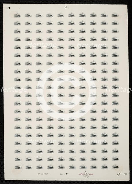 10c Pan-American Fast Ocean Navigation vignette plate proof, 487. Creator: Bureau of Engraving and Printing.