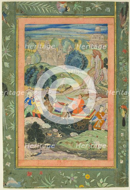 Prince Riding in Chariot Drawn by Goats, c. 1585. Creator: Unknown.