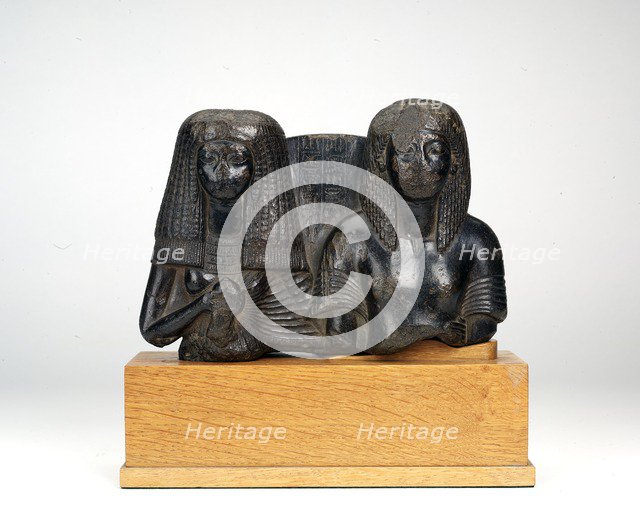 Steatite pair statue of the royal scribe and officer Huy and his wife Nay, XVIIIth Dynasty (c1540-c1 Artist: Unknown.