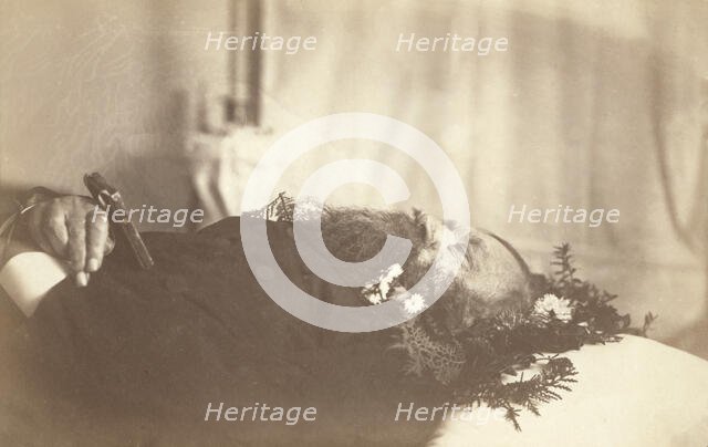 A dead millionaire at Kiakhta showing the method of laying out a corpse, between 1885 and 1886. Creator: Unknown.