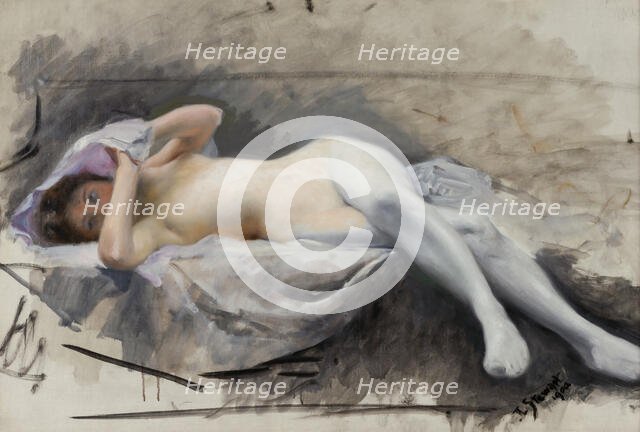 Reclining Nude, 1909. Creator: Julius LeBlanc Stewart.