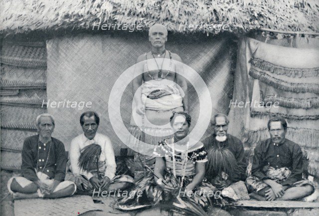 A group of Samoans, including the well-known rebel Mata'afa Iosefo (the standing figure), 1902. Artist: Thomas Andrew.