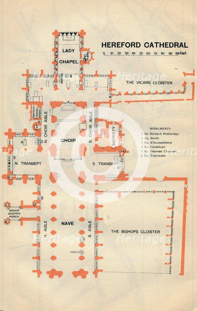 'Hereford Cathedral', c20th Century. Artist: John Bartholomew.