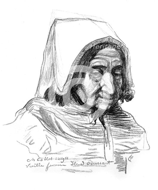 Study of an old woman's head, 1899.Artist: Charles Cottet