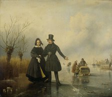 Portrait of Mr. and Mrs. Thijssen on the Ice, 1845. Creator: Jacobus Loerenz Sörensen.