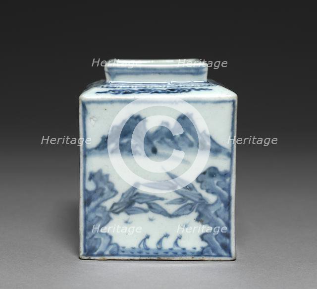 Square-shaped Bottle with the Scenery of the Han River, 1800s. Creator: Unknown.