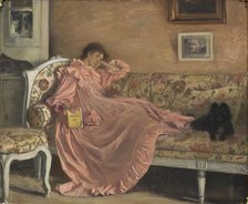 Carola Sitting on the Sofa, 1899. Creator: Gustaf Cederström.