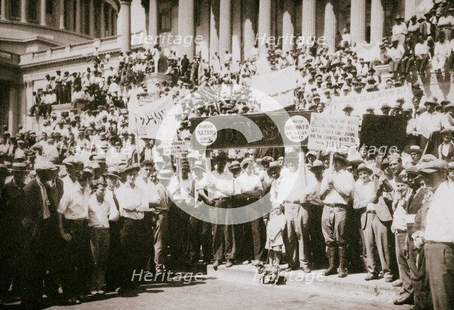 'Bonus Army' demonstrating outside the Capitol, Washington DC, USA, Great Depression, 1932. Artist: Unknown