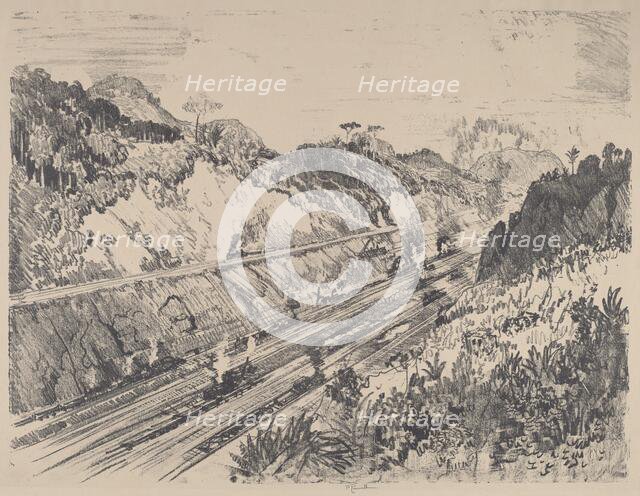 Looking up the Cut from Bas Obispo, 1912. Creator: Joseph Pennell.