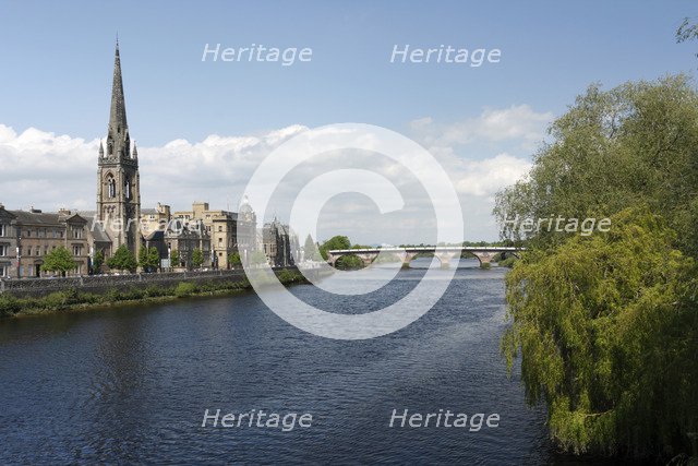 St Matthew's Church and Old Bridge, Perth, Perth and Kinross, Scotland, 2010.