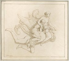 Zephyrus carrying Psyche's sisters, 1840s. Creator: John Gibson.