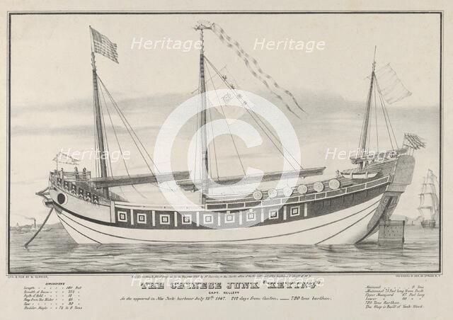 The Chinese Junk "Keying"-Captain Kellett-As she appeared in New York harbour July 13th, 1..., 1847. Creator: Nathaniel Currier.