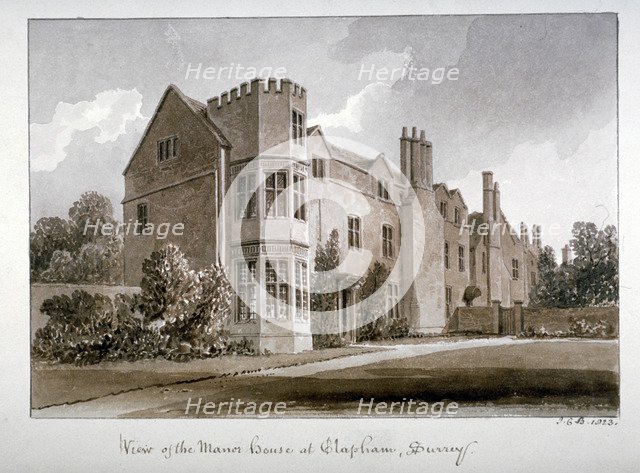 'View of the Manor House at Clapham, Surrey', 1823.                                           Artist: John Chessell Buckler