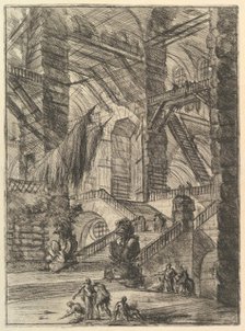 The Staircase with Trophies, from Carceri d'invenzione (Imaginary Prisons), ca. 1749-50. Creator: Giovanni Battista Piranesi.