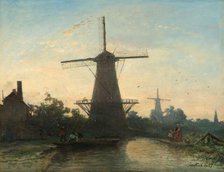 Windmills near Rotterdam, 1857. Creator: Johan Barthold Jongkind.