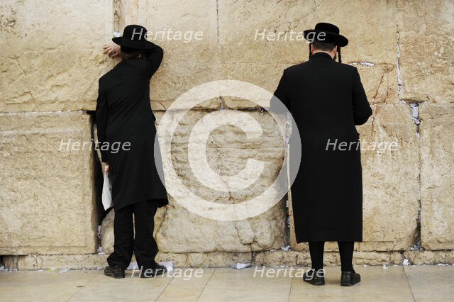 A Jew praying at the Western Wall, Jerusalem, Israel, 2013.  Creator: LTL.
