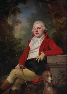 Portrait of Count Alexei Andreyevich Golitsyn (1767-1800) with a greyhound, 1795. Creator: Kreutzinger; Joseph (1757-1829).