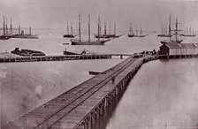 [Wharves on the James River, City Point]. Brady album, p. 10, 1861-65. Creator: Andrew Joseph Russell.