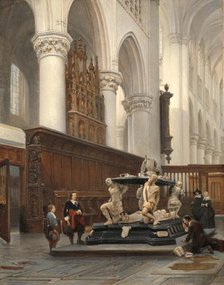 The Choir of the O.L.-Vrouwekerk in Breda with the Tomb of Engelbert II of Nassau, 1843. Creator: Johannes Bosboom.