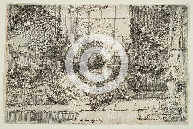 Virgin and Child with the Cat: and Joseph at the Window, 1654. Creator: Unknown.