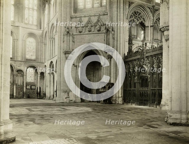 Ely Cathedral: Octagon from South Transept Chairs & Benches Removed, 1899. Creator: Frederick Henry Evans.