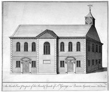North-east view of the Church of St George the Martyr, Queen Street, Holborn, London, c1810. Artist: Anon