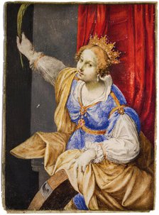 Artemisia Gentileschi as Saint Catherine of Alexandria, Mid of 17th cen.. Creator: Corvina, Maddalena (1607-1664).
