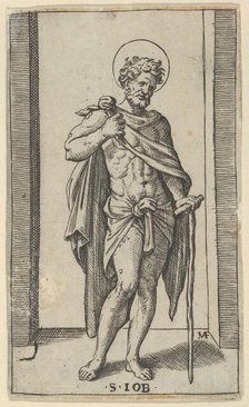 Saint Job, wearing a cloak, from the series 'Piccoli Santi' (Small Saints), ca. 1..., ca. 1500-1527. Creator: Marcantonio Raimondi.