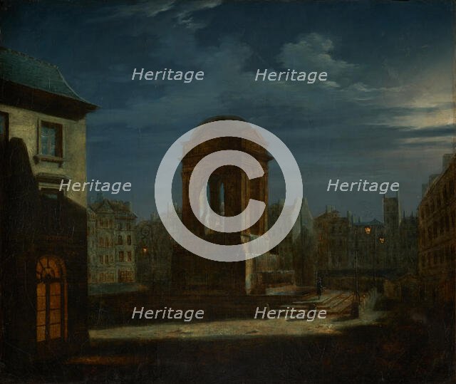 Fontaine des Innocents, at night , 1822. Creator: Unknown.