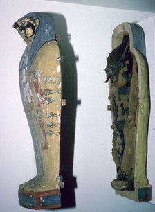 Egyptian small falcon-headed wooden coffin. Artist: Unknown
