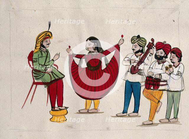 A dancing girl with musicians performing. Creator: Unknown.