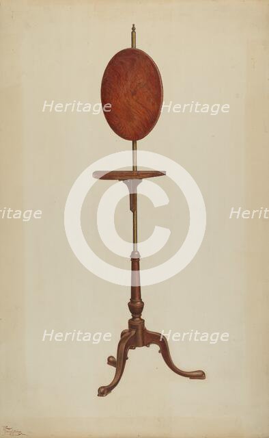 Pole Screen and Candlestand, 1940. Creator: Rolland Livingstone.