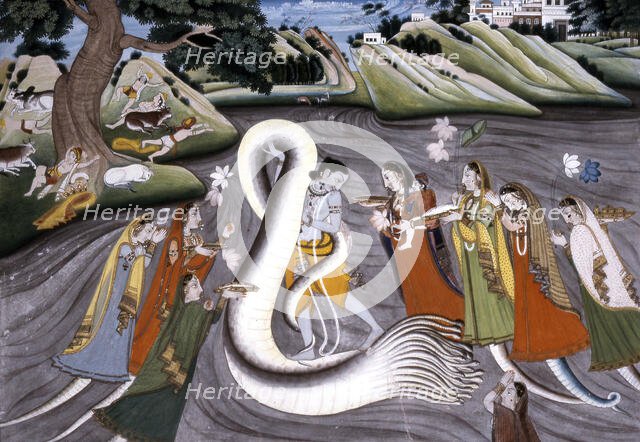 Krishna Subdues Kaliya, c1800. Creator: Unknown.