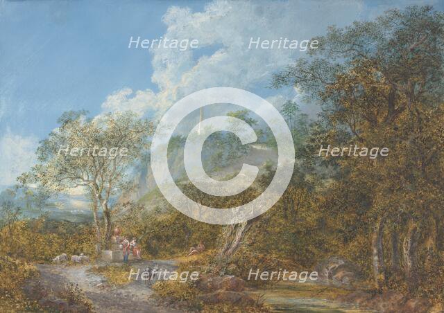 Arcadian Landscape with an Obelisk, 1785. Creator: Salomon Gessner.