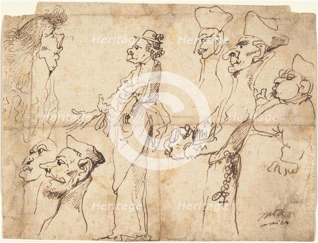 Caricatures of Clerics and Priests, 1640s or 1650s(?). Creator: Pier Francesco Mola.