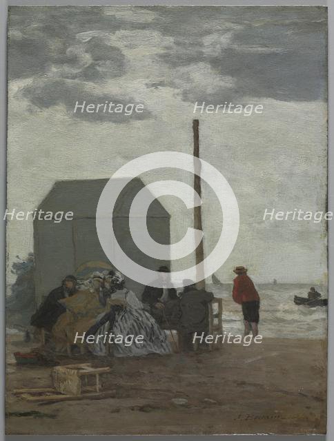 The Beach at Deauville, 1864. Creator: Eugène Boudin (French, 1824-1898).