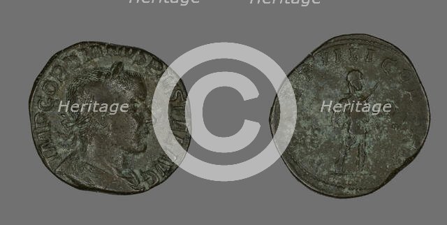 Sestertius (Coin) Portraying Emperor Gordianus, 238-244. Creator: Unknown.