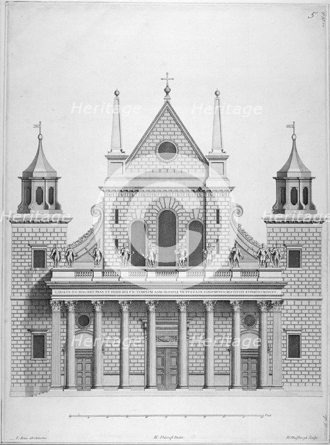 West front of the old St Paul's Cathedral, 1630s (1714).                                Artist: Hendrick Hulsbergh
