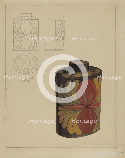 Toleware Tea Caddy, 1935/1942. Creator: Janet Riza.
