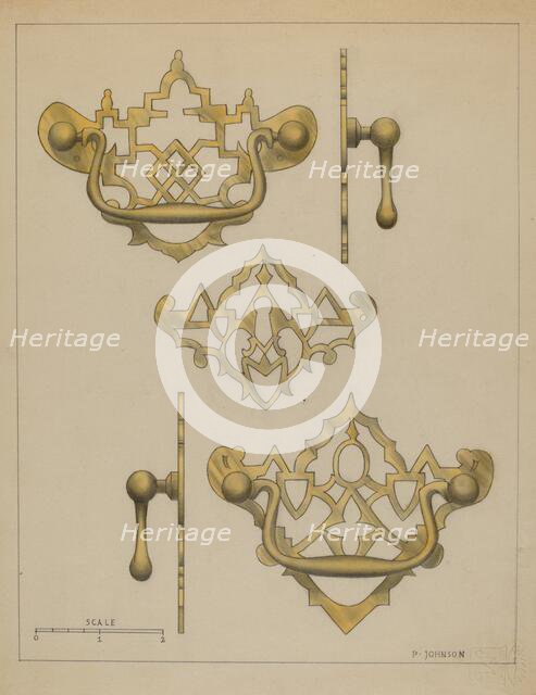 Drawer Pulls and Key Plate, c. 1936. Creator: Philip Johnson.