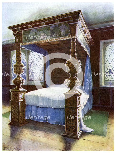 The Littlecote bedstead, 1910.Artist: Edwin Foley