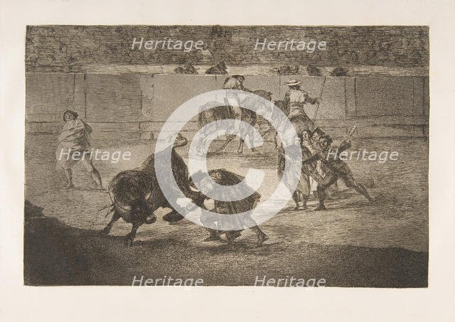 Plate 29 of the 'Tauromaquia': Pepe Illo making the pass of the 'recorte'., 1816. Creator: Francisco Goya.