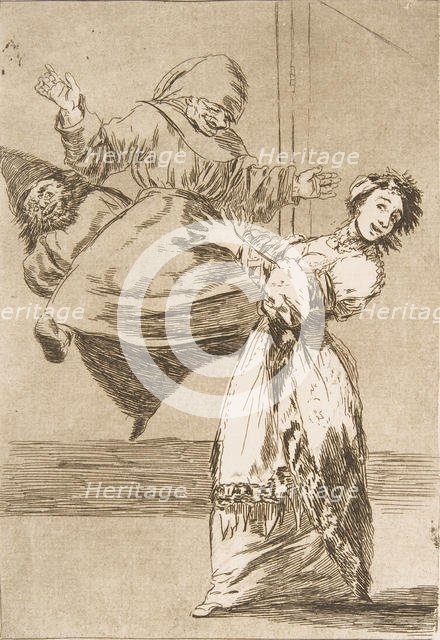 Plate 74 from 'Los Caprichos': Don't scream, stupid (No grites, tonta), 1799. Creator: Francisco Goya.