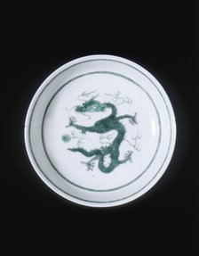 Green dragon dish, Guangxu period, Qing dynasty, China, 1875-1908. Artist: Unknown