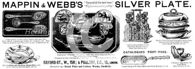 Advertisement for Mappin & Webb’s Silver Plate, 1890. Creator: Unknown.