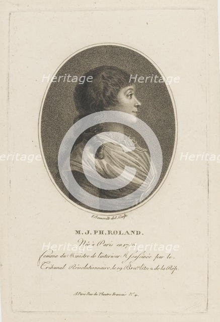 Portrait of Madame Roland (1754-1793), c. 1800. Creator: Bonneville, François (active 1787-1802).