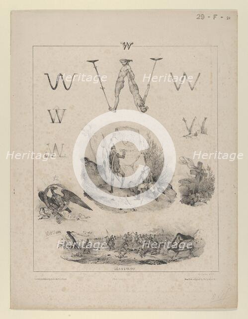 The letter "W": Washington, Wagram, Waterloo, 1833. Creator: Victor Adam.